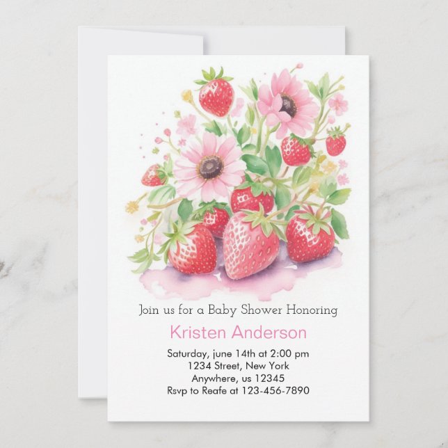 Invitation Baby shower fille Berry mignonne (Devant)
