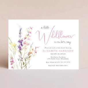Invitation Baby Shower Fille Bohème Fleur des Champs Aquarell