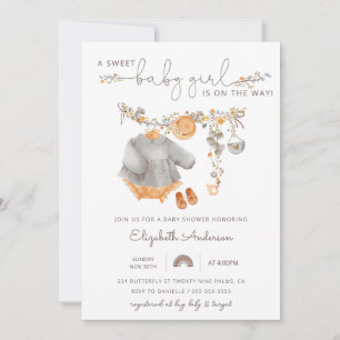 Invitation Baby shower fille Boho Clothes