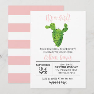 Invitation Baby shower fille Cactus