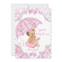 Baby Shower Fille Cheveux Blonds Parapluie Rose Fl