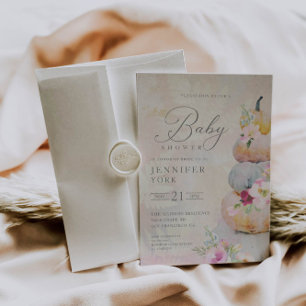 Invitation Baby shower fille Citrouille d'aquarelle de automn