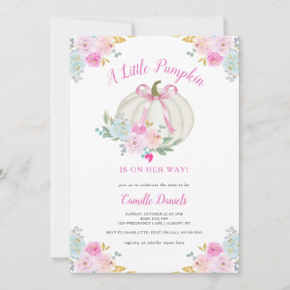 Invitation Baby shower fille Citrouille de la ceinture rose
