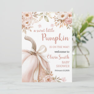 Invitation Baby Shower Fille Citrouille Florale Rose Gold
