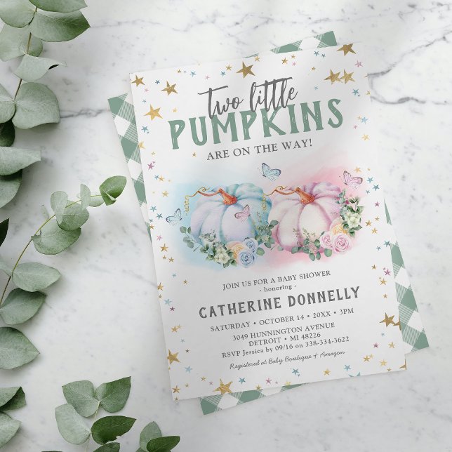 Invitation Baby shower fille Citrouille jumeau (Créateur téléchargé)