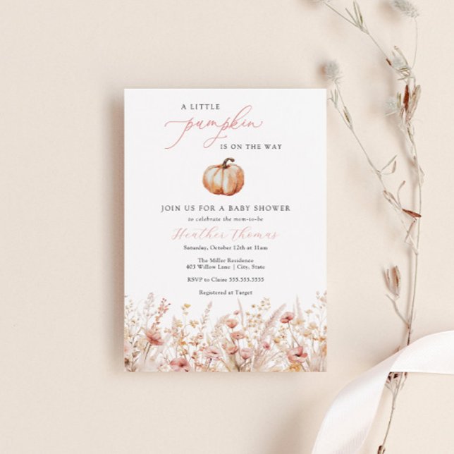 Invitation Baby shower fille Citrouille rose (Créateur téléchargé)