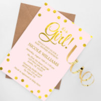 Baby shower fille Confetti Rose et Faux Gold