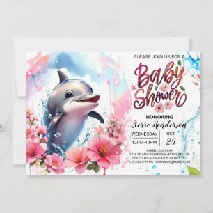 Invitation Baby shower fille dauphin modifiable