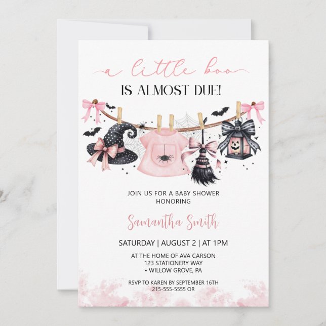 Invitation Baby shower fille de la ligne de vêtements Hallowe (Devant)