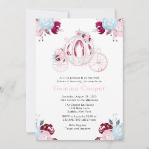 Invitation Baby shower fille de transport rose et argent Part