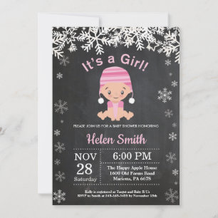 Invitation Baby shower Fille d'hiver