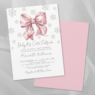 Invitation Baby Shower Fille d'Hiver Arc Rose