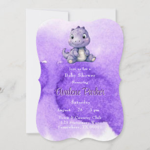 Invitation Baby shower Fille Dinosaur mauve tendance