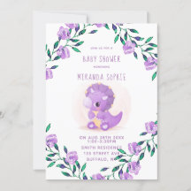 Baby shower fille Dinosaure mou pourpre