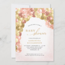Baby shower fille en arc rose et or
