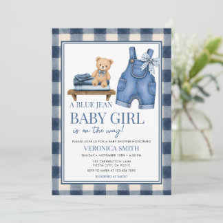 Invitation Baby Shower Fille en Jean Bleu