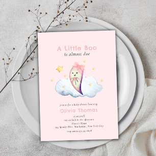 Invitation Baby shower Fille Fantôme Petit Boo Rose