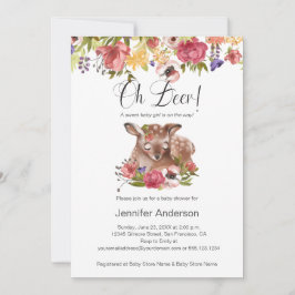 Invitation Baby shower Fille Fille Rose Oh Deer