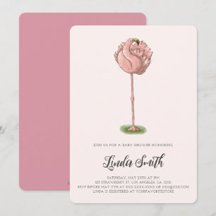 Invitation Baby Shower Fille Flamant Rose Mignon