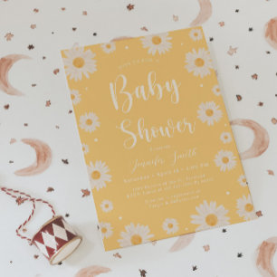 Invitation Baby shower Fille Fleur Jaune Daisy
