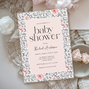 Invitation Baby Shower Fille Floral Féminin Vintage