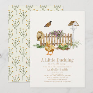 Invitation Baby shower fille Jardin d'aquarelle canard