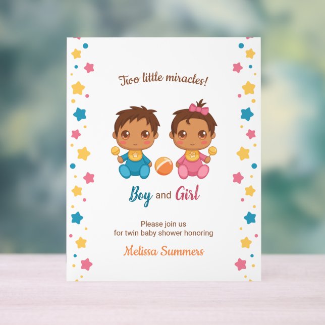 Invitation Baby shower fille jumeaux (Neutre)