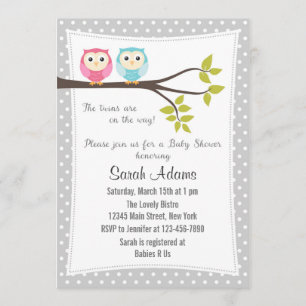 Invitation Baby shower fille jumeaux