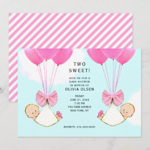 Invitation Baby shower fille jumeaux