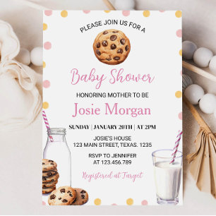 Invitation Baby shower Fille Lait Et Cookies