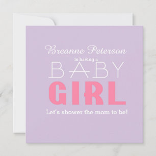 Invitation Baby Shower Fille Lavande Rose Moderne Classique