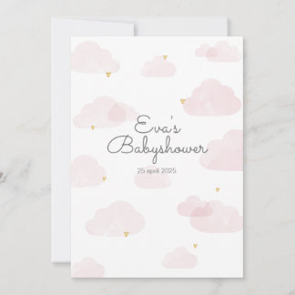 Invitation baby shower fille nuages roses