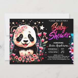 Invitation Baby shower fille Panda Enchantée dans la jungle d