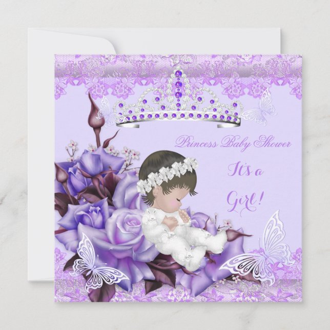 Invitation Baby shower fille papillon Lilac Lavender Rose (Devant)