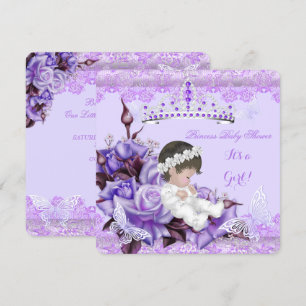 Invitation Baby Shower Fille Papillon Lilas Lavande Rose
