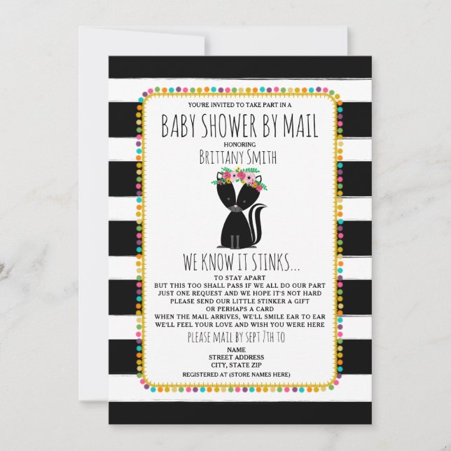 Invitation Baby shower Fille Par La Poste Distancing Social S (Devant)