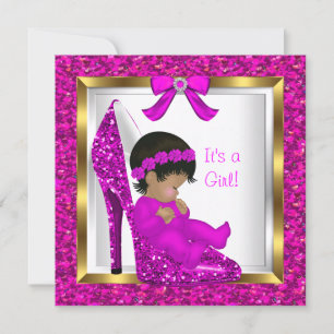 Invitation Baby shower fille Parties scintillant rose bébé en