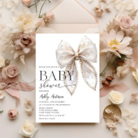 Invitation Baby shower fille Pearl Bow
