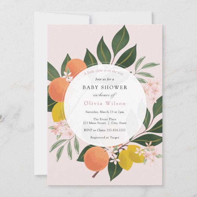Invitation Baby shower fille petite Cutie (Devant)