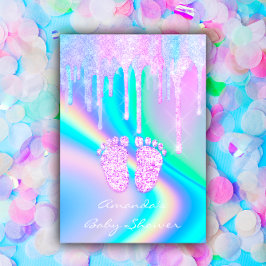 Invitation Baby shower Fille Pieds Parties scintillant Driver