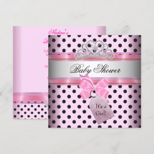 Invitation Baby shower fille Polka Dot rose princesse noire