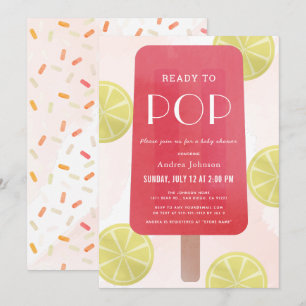 Invitation Baby shower Fille Popsicle Lemonade Rose