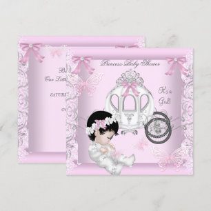 Invitation Baby Shower Fille Princesse Carrosse Papillon