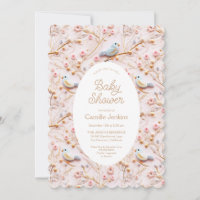 Invitation Baby shower Fille Ressort Rose