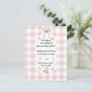 Invitation Baby Shower Fille Robe à Carreaux Rose