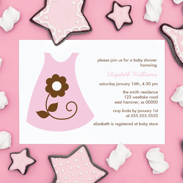 Invitation Baby shower fille robe de bébé rose (Créateur téléchargé)