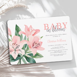 Invitation Baby shower Fille Rose