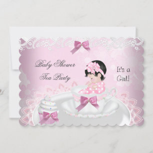 Invitation Baby shower fille rose bébé Teacup Cupcake L2s