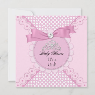 Invitation Baby shower fille rose blanche princesse Tiara
