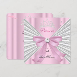 Invitation Baby shower fille rose blanche princesse Tiara